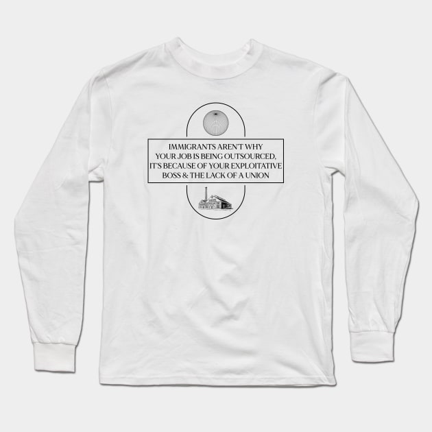 Immigrants Aren't The Problem, It's Capitalism Long Sleeve T-Shirt by Football from the Left